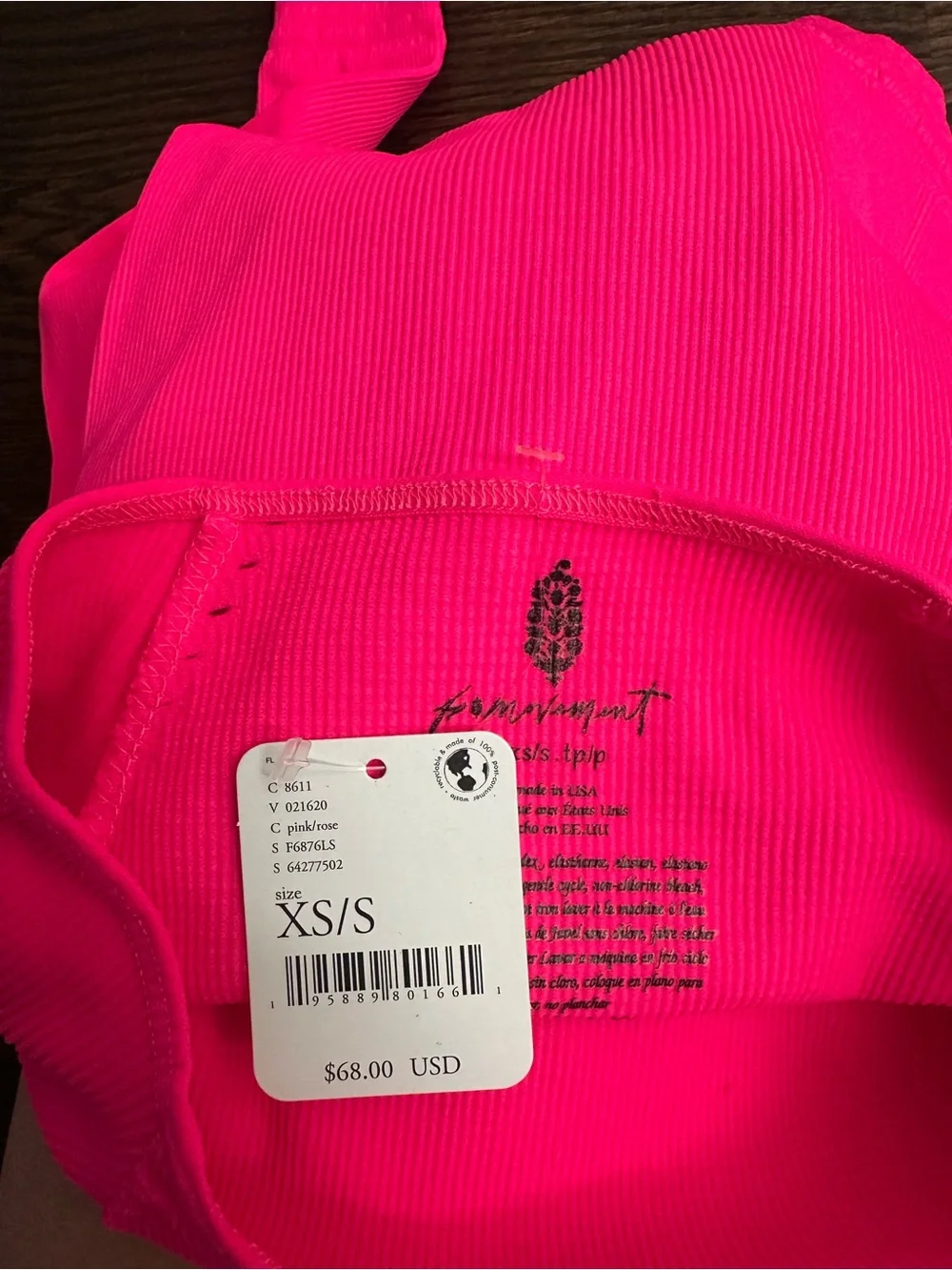 Free People Movement Cut it Out Longsleeve Hot Pink Size XS/S NWT
